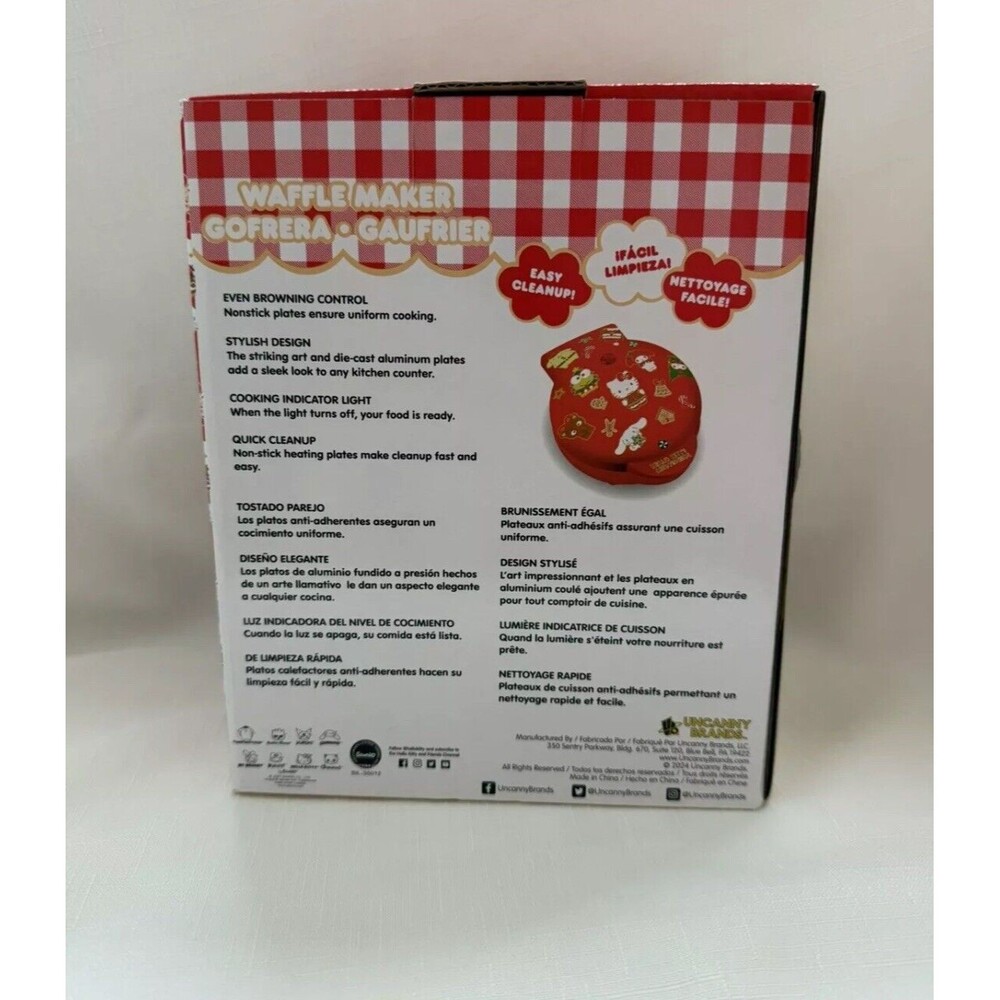NEW Hello Kitty Waffle Maker Non Stick Plates Easy Cleanup Holiday Design - Picture 7 of 9